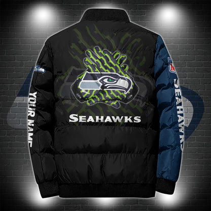 Seattle Seahawks Puffer Jacket Custom Name, Sport Jacket For Fans ETRG-44921