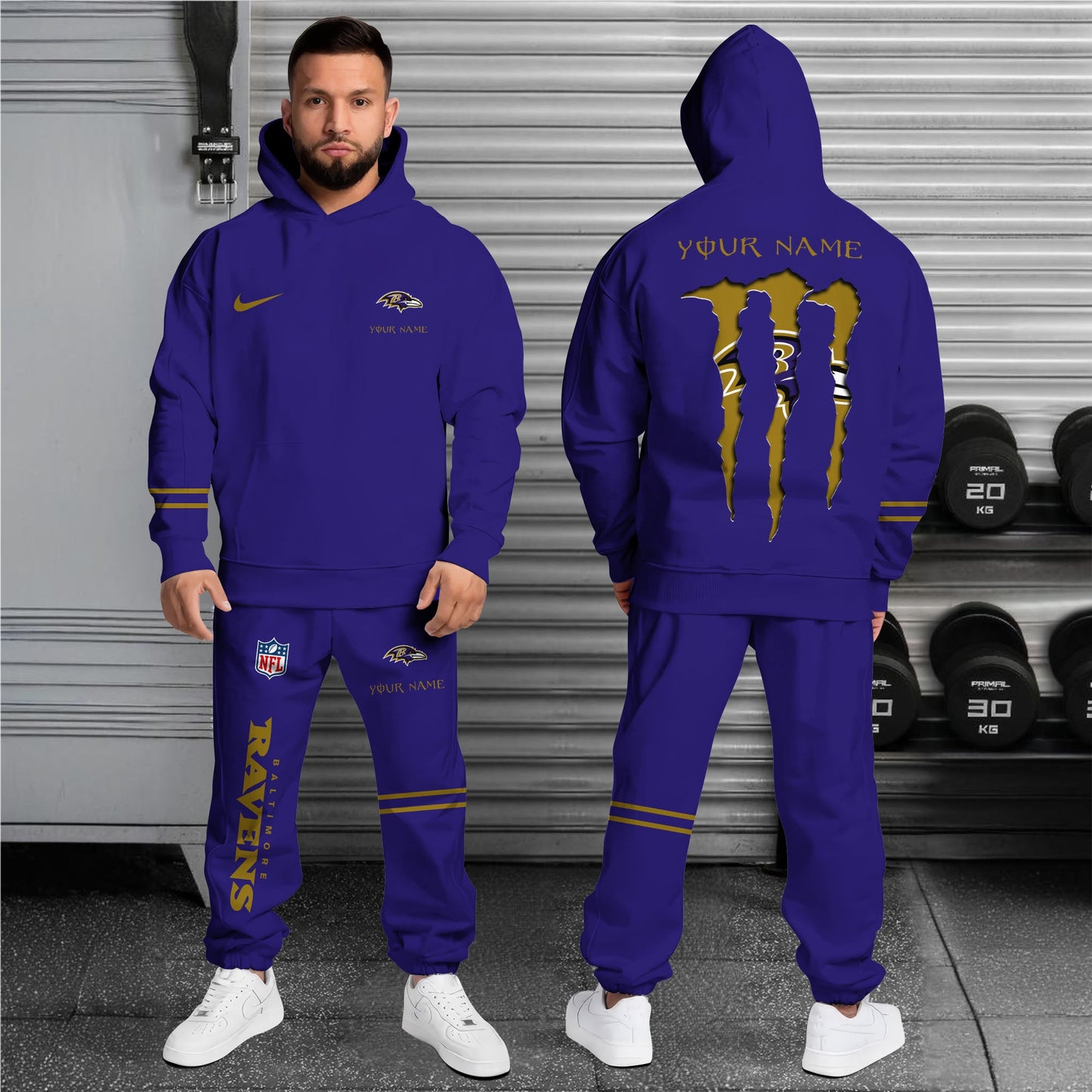 Baltimore Ravens Combo Custom Hoodie And Sweatpants, Gift For Sport Fans ETRG-62589