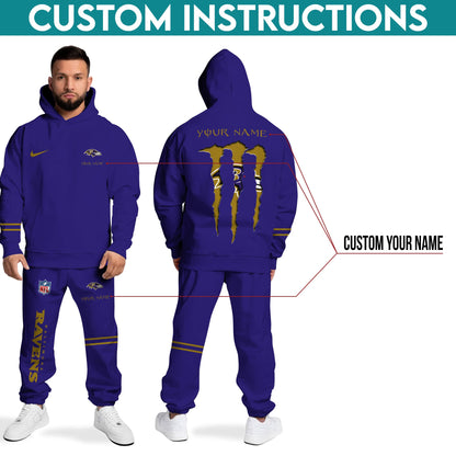 Baltimore Ravens Combo Custom Hoodie And Sweatpants, Gift For Sport Fans ETRG-62589