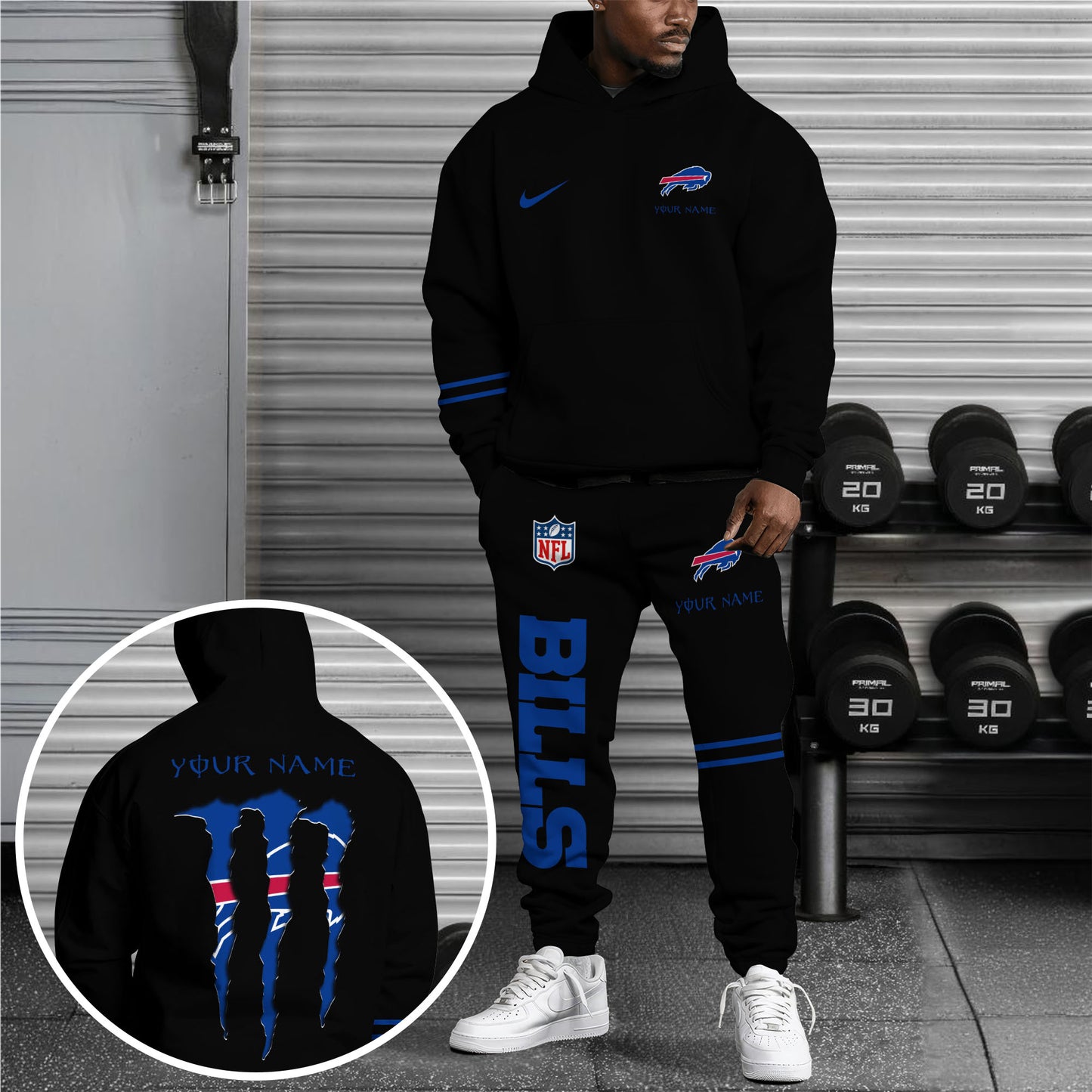 Buffalo Bills Combo Hoodie And Sweatpants Custom Name And Choose Color, Gift For Sport Fans ETRG-62589