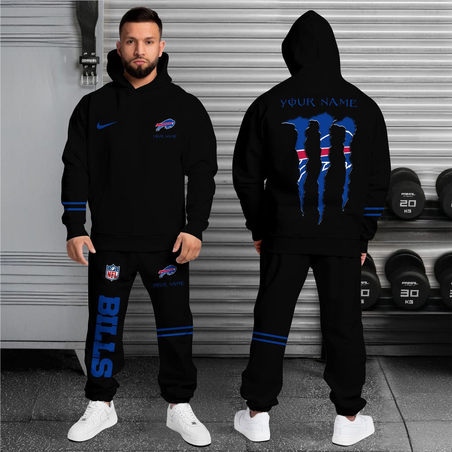 Buffalo Bills Combo Hoodie And Sweatpants Custom Name And Choose Color, Gift For Sport Fans ETRG-62589