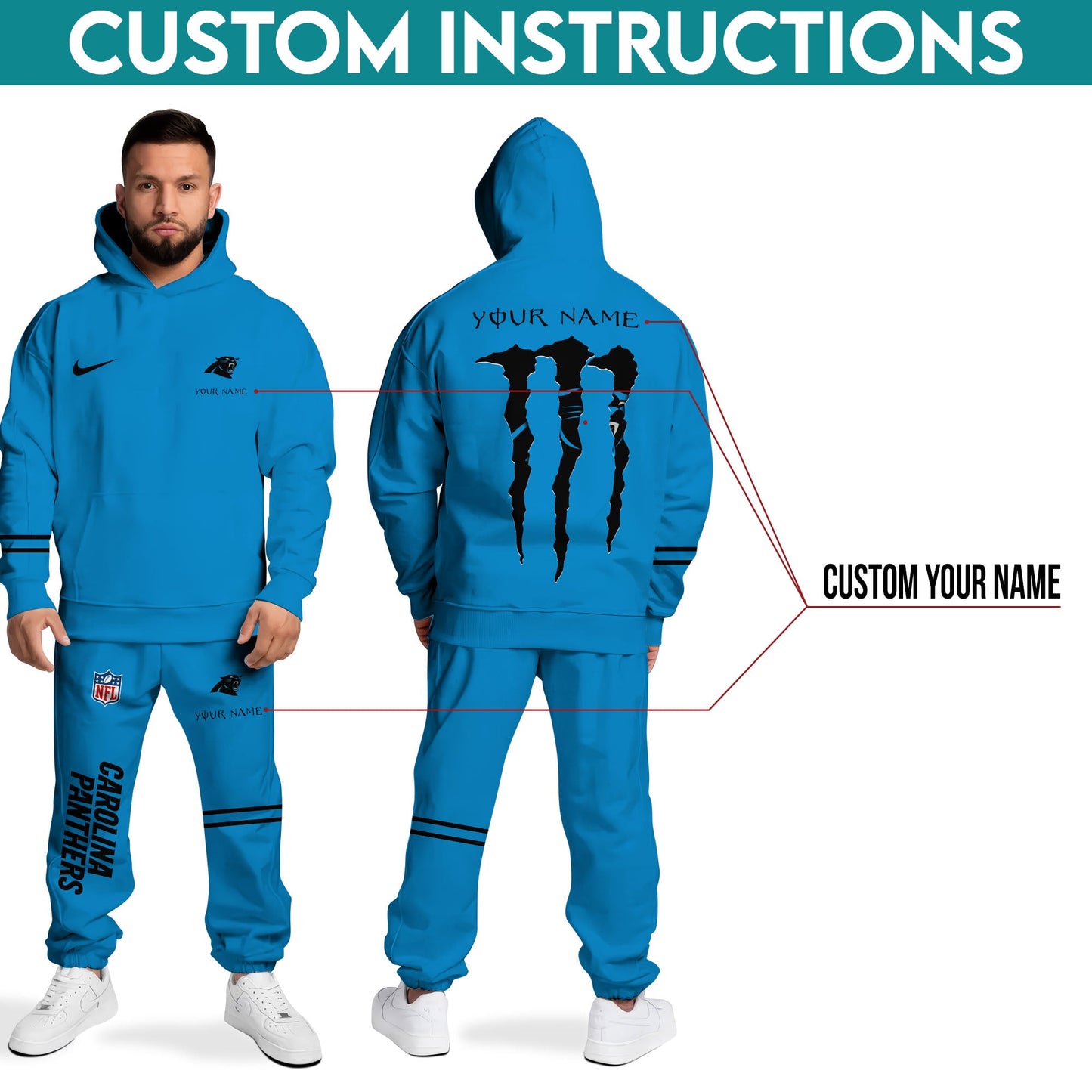 Carolina Panthers Combo Custom Hoodie And Sweatpants, Gift For Sport Fans ETRG-62589