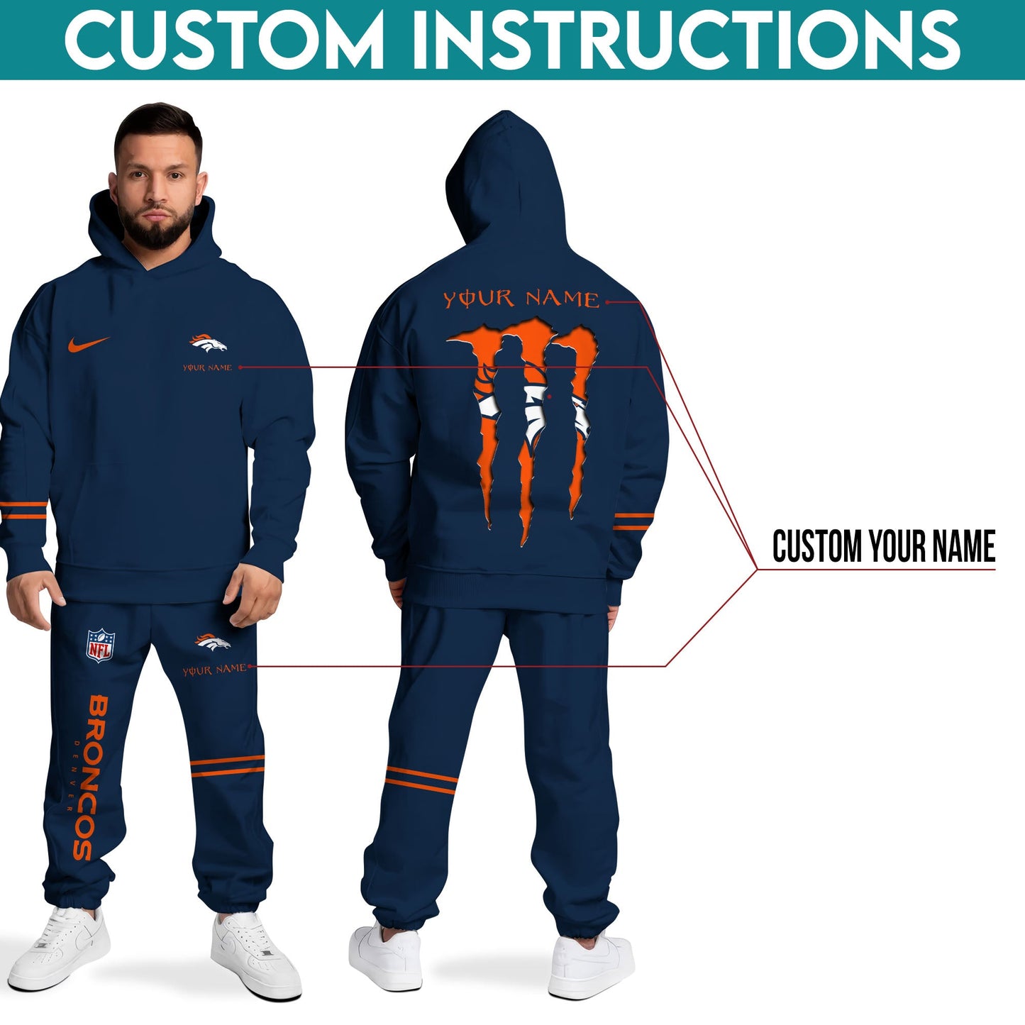 Denver Broncos Combo Custom Hoodie And Sweatpants, Gift For Sport Fans ETRG-62589