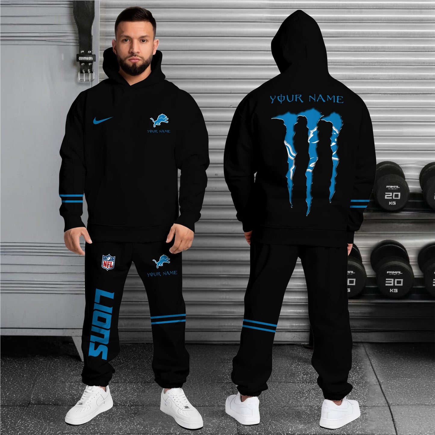 Detroit Lions Combo Custom Hoodie And Sweatpants, Gift For Sport Fans ETRG-62589