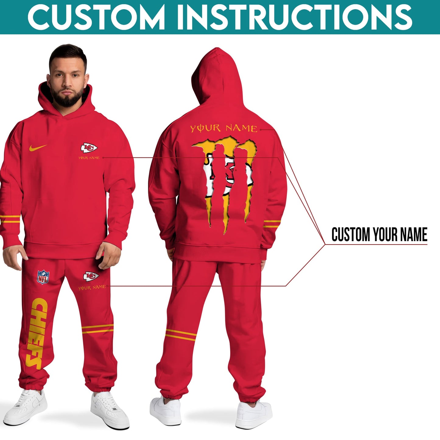 3 Best Selling Kansas City Chiefs Combo Custom Hoodie And Sweatpants, Gift For Sport Fans ETRG-62589