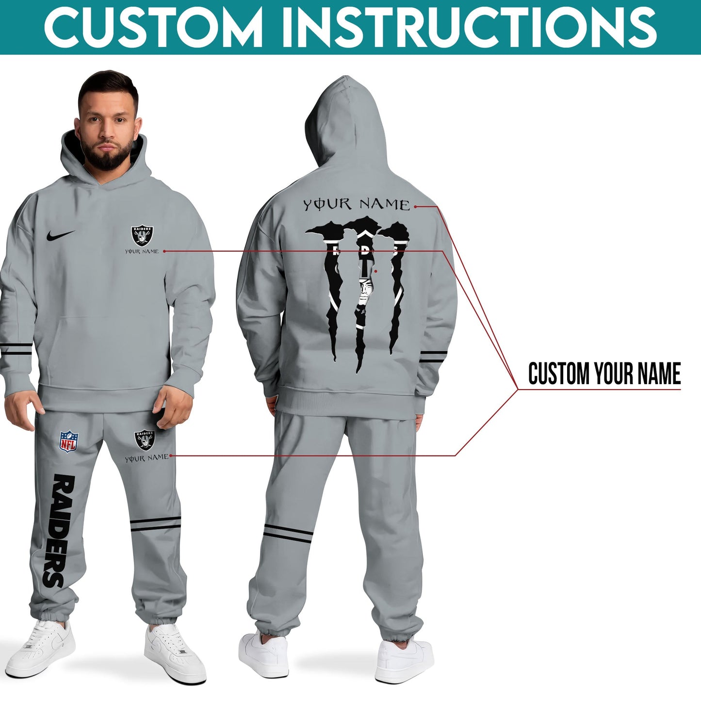 5 Best Selling Las Vegas Raiders Combo Custom Hoodie And Sweatpants, Gift For Sport Fans ETRG-62589