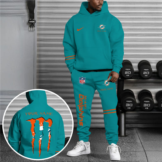 Miami Dolphins Combo Hoodie And Sweatpants Custom Name And Choose Color, Gift For Sport Fans ETRG-62589