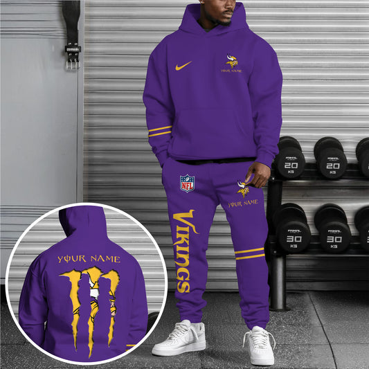 Minnesota Vikings Combo Hoodie And Sweatpants Custom Name And Choose Color, Gift For Sport Fans ETRG-62589
