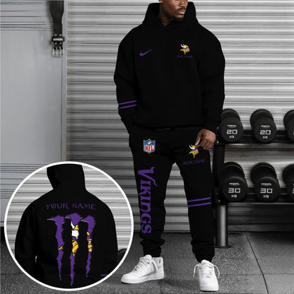 Minnesota Vikings Combo Hoodie And Sweatpants Custom Name And Choose Color, Gift For Sport Fans ETRG-62589