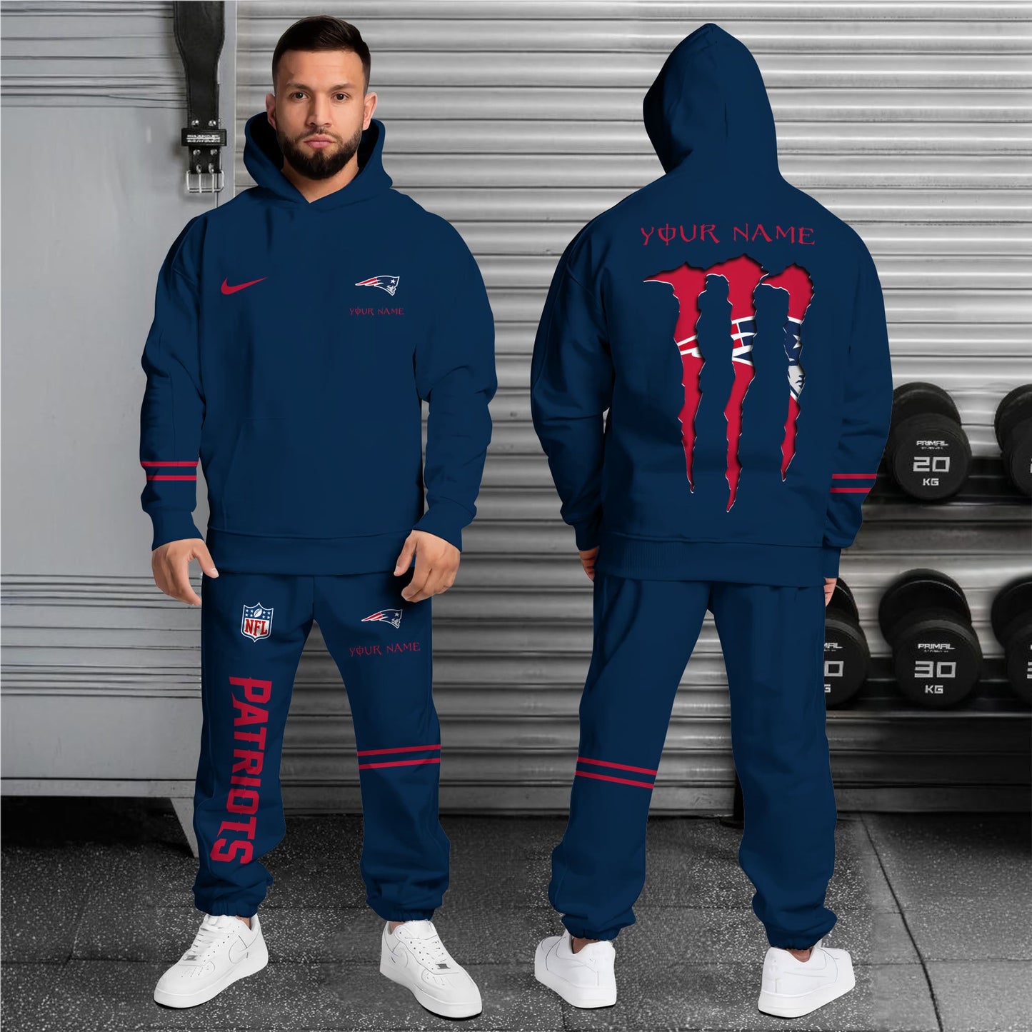 New England Patriots Combo Custom Hoodie And Sweatpants, Gift For Sport Fans ETRG-62589