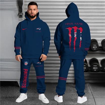 New England Patriots Combo Custom Hoodie And Sweatpants, Gift For Sport Fans ETRG-62589