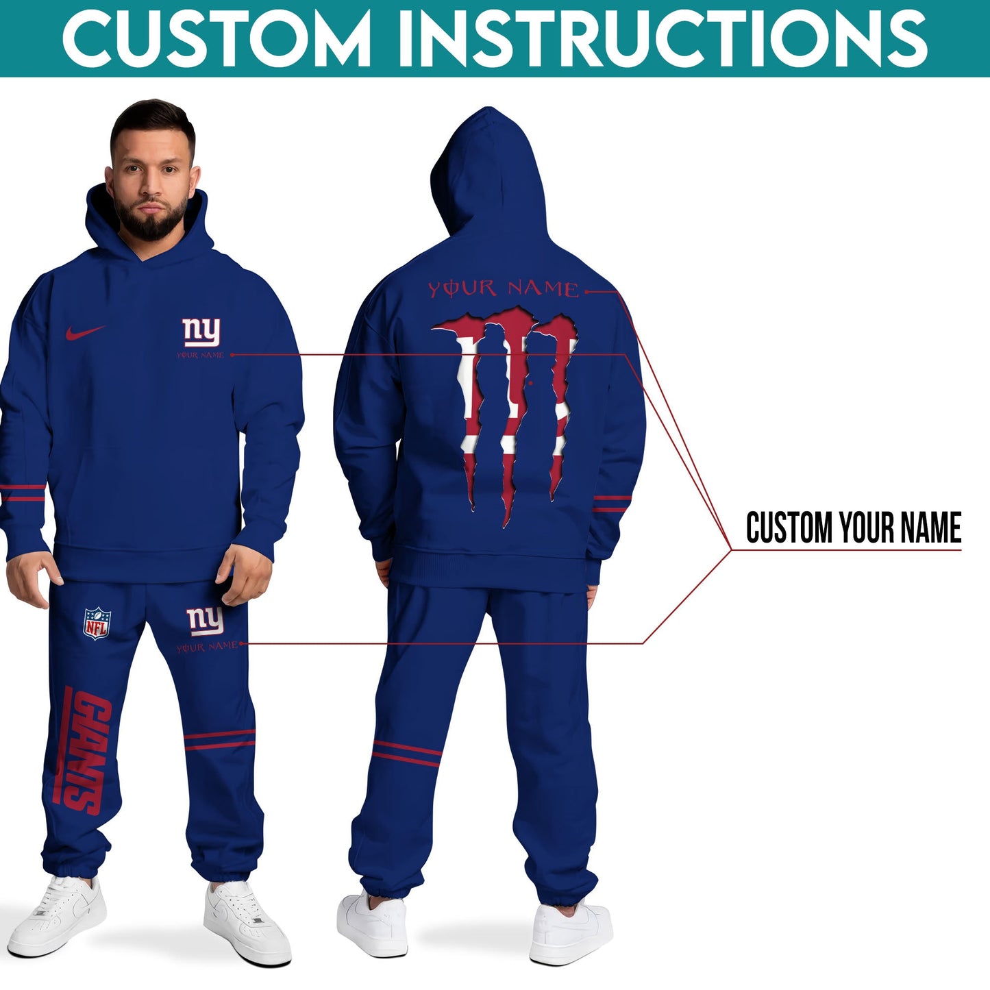 New York Giants Combo Custom Hoodie And Sweatpants, Gift For Sport Fans ETRG-62589
