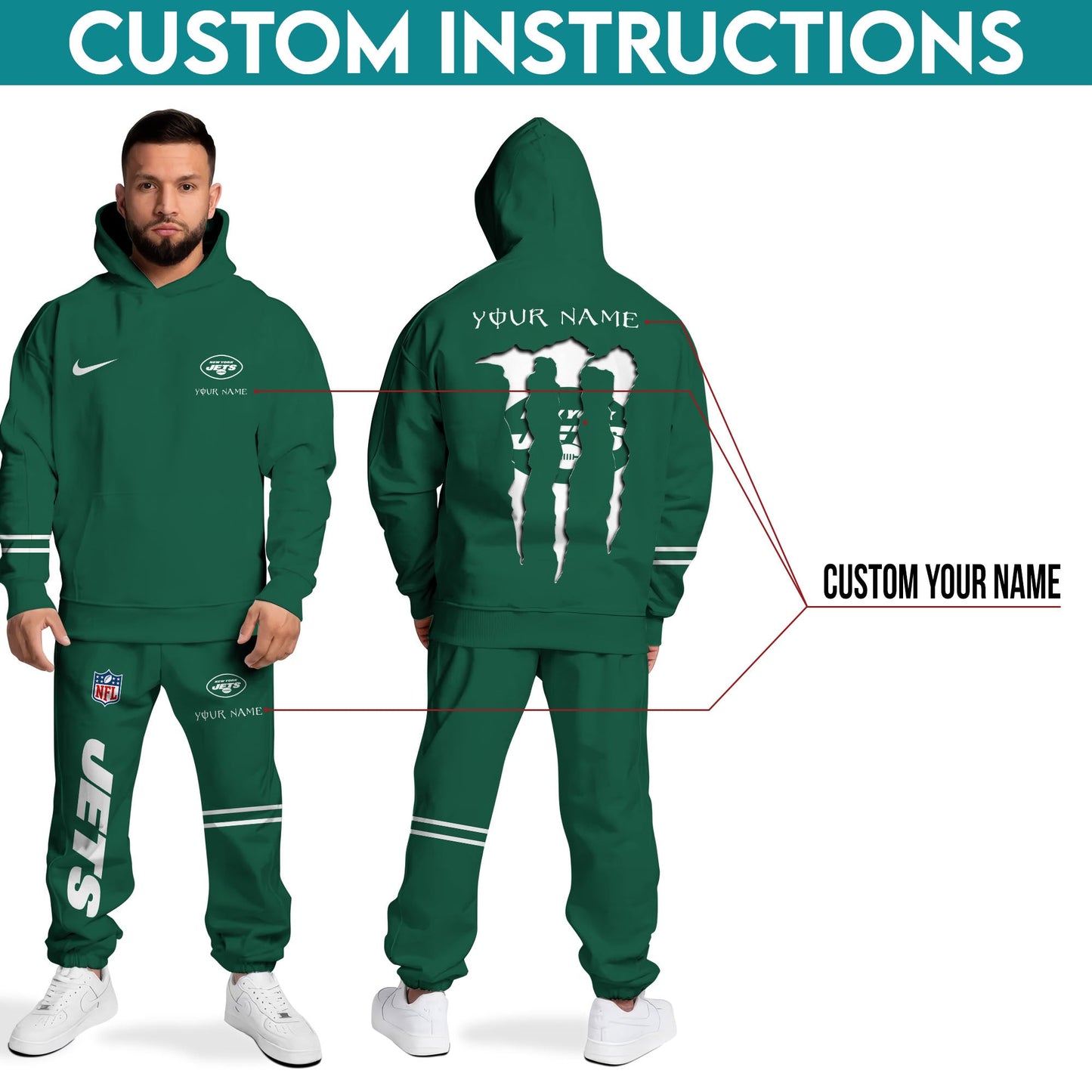 New York Jets Combo Custom Hoodie And Sweatpants, Gift For Sport Fans ETRG-62589