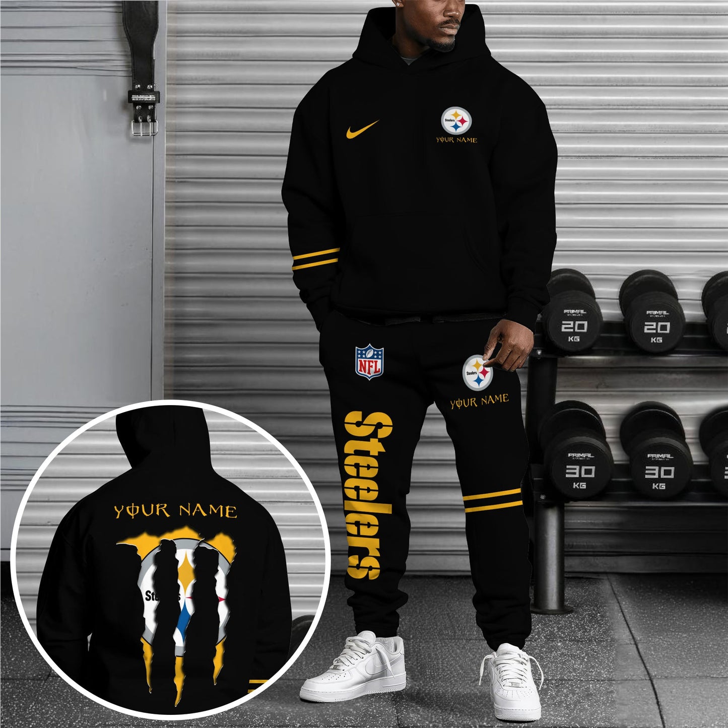 2 Best Selling Pittsburgh Steelers Combo Custom Hoodie And Sweatpants, Gift For Sport Fans ETRG-62589