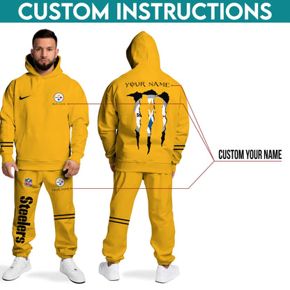 2 Best Selling Pittsburgh Steelers Combo Custom Hoodie And Sweatpants, Gift For Sport Fans ETRG-62589