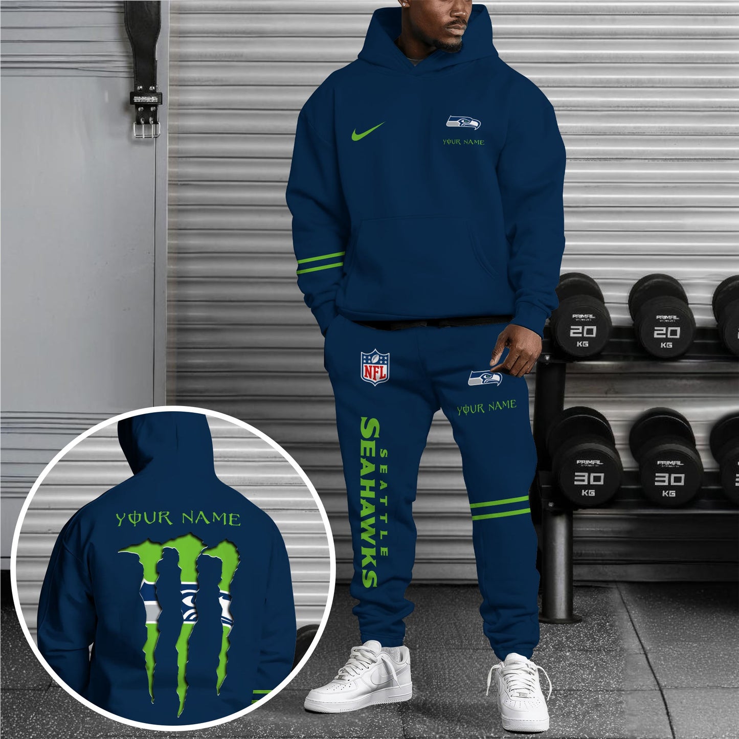 Seattle Seahawks Combo Custom Hoodie And Sweatpants, Gift For Sport Fans ETRG-62589