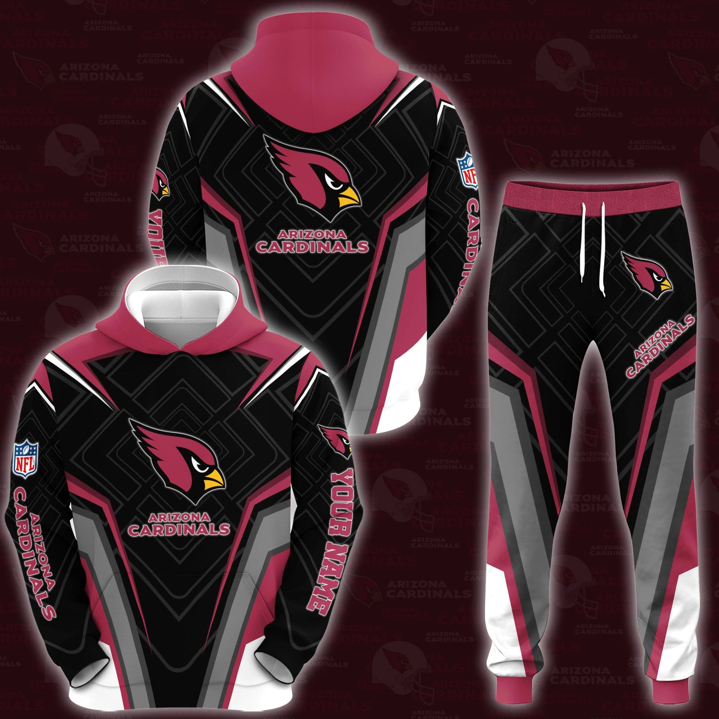 Arizona Cardinals Combo Hoodie And Sweatpants Custom Your Name, Sport Hoodie Sweatpants Set, Sport Gifts For Fans ETRG-62591