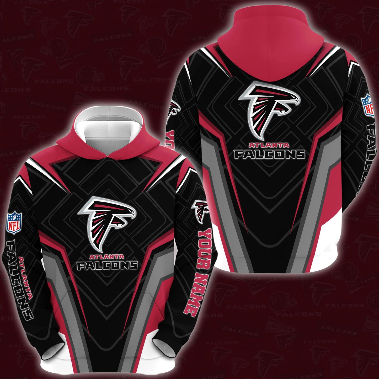 Atlanta Falcons Combo Hoodie And Sweatpants Custom Your Name, Sport Hoodie Sweatpants Set, Sport Gifts For Fans ETRG-62591