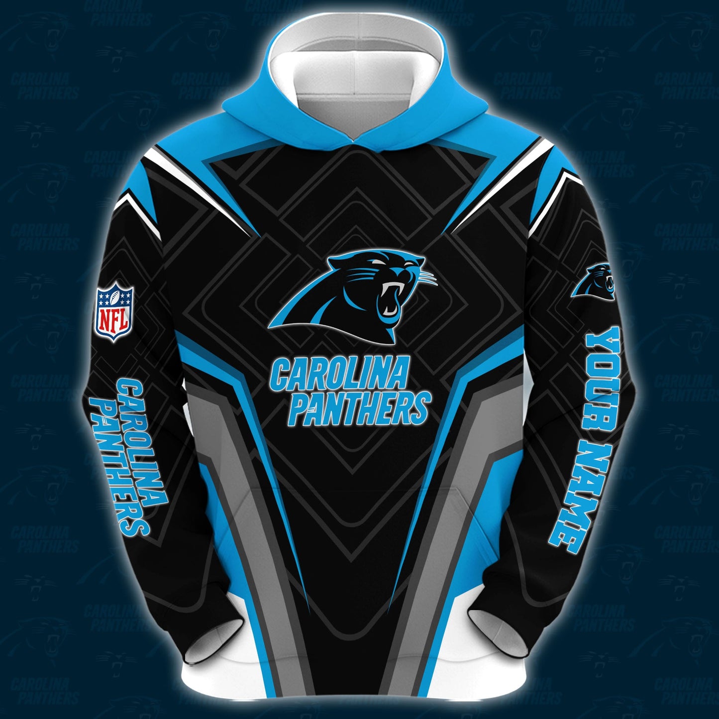 Carolina Panthers Combo Hoodie And Sweatpants Custom Your Name, Sport Hoodie Sweatpants Set, Sport Gifts For Fans ETRG-62591