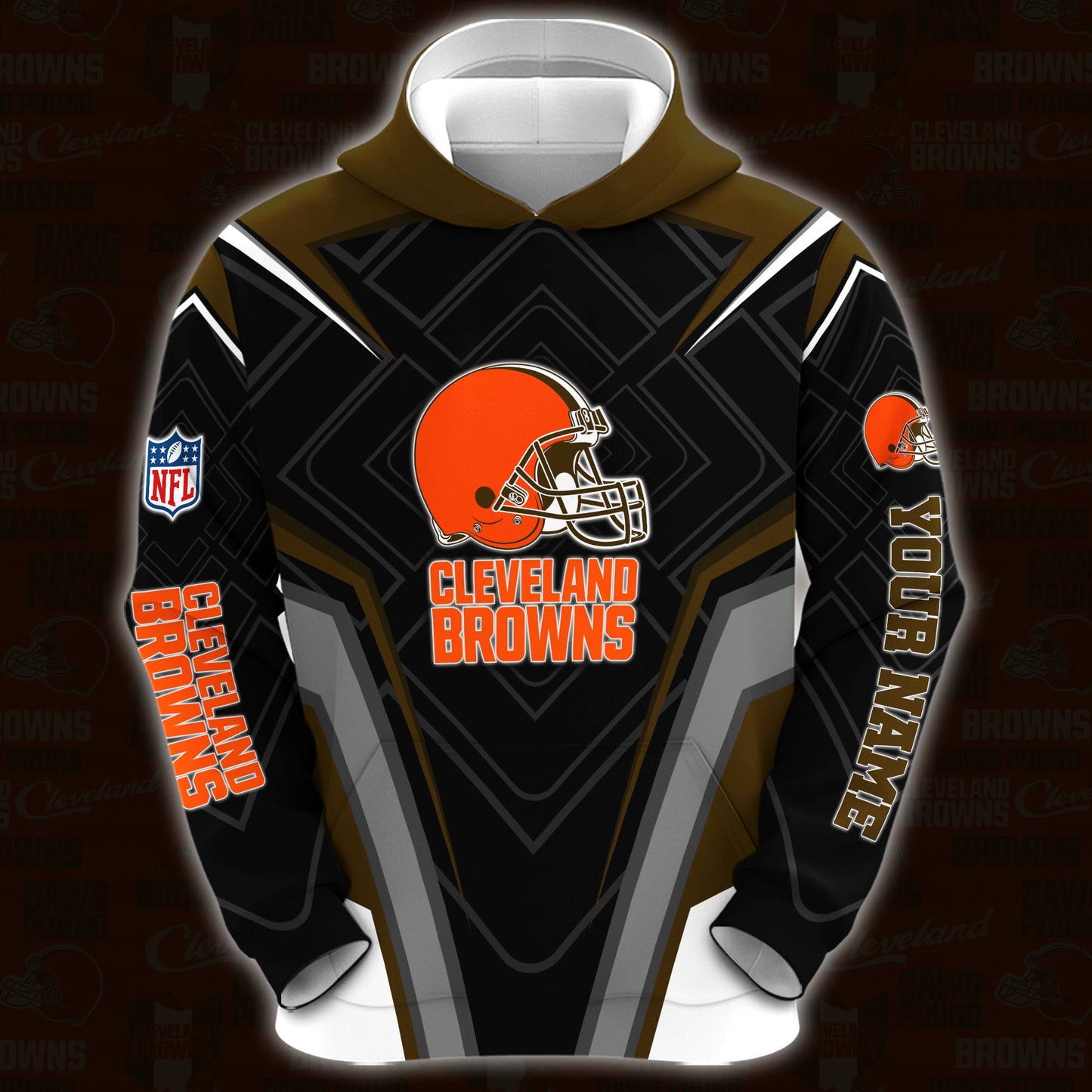 Cleveland Browns Combo Hoodie And Sweatpants Custom Your Name, Sport Hoodie Sweatpants Set, Sport Gifts For Fans ETRG-62591