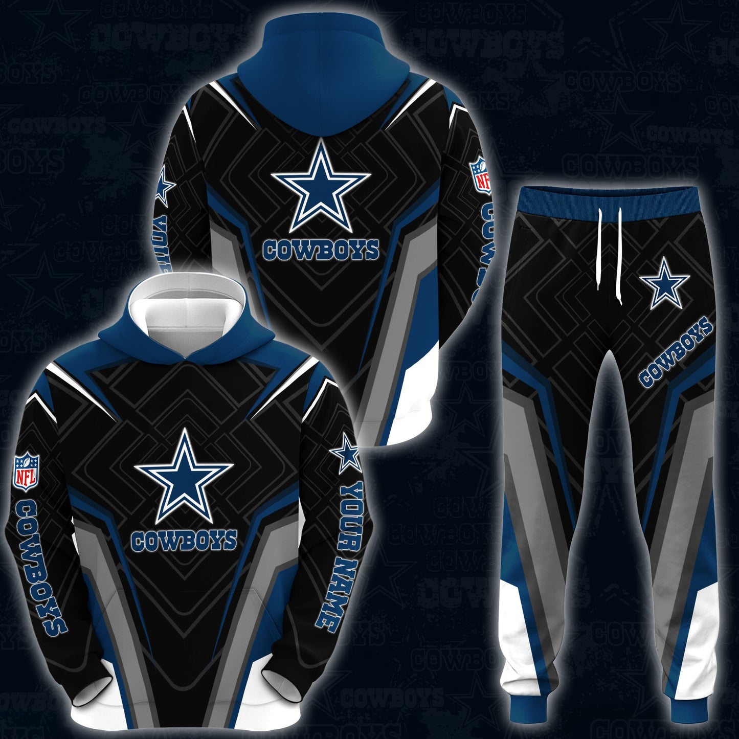 1 Best Selling Dallas Cowboys Combo Hoodie And Sweatpants Custom Your Name, Sport Hoodie Sweatpants Set, Sport Gifts For Fans ETRG-62591