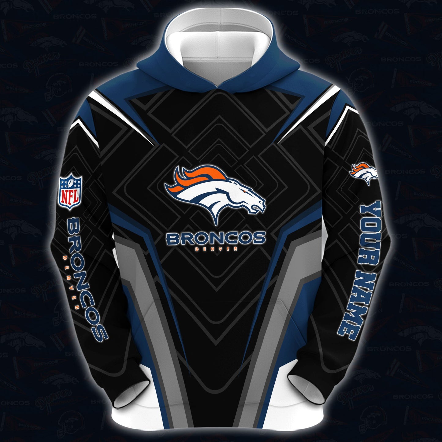 Denver Broncos Combo Hoodie And Sweatpants Custom Your Name, Sport Hoodie Sweatpants Set, Sport Gifts For Fans ETRG-62591