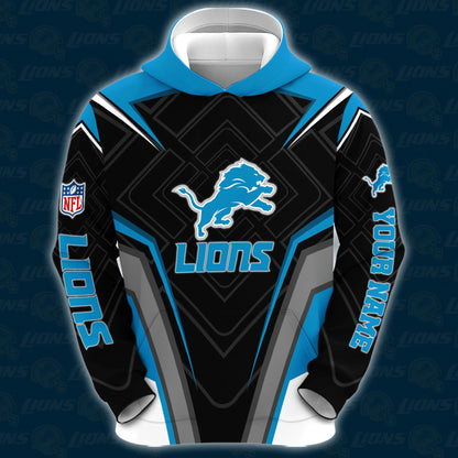 Detroit Lions Combo Hoodie And Sweatpants Custom Your Name, Sport Hoodie Sweatpants Set, Sport Gifts For Fans ETRG-62591