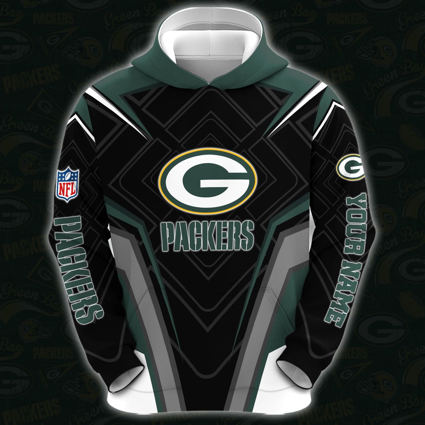 Green Bay Packers Combo Hoodie And Sweatpants Custom Your Name, Sport Hoodie Sweatpants Set, Sport Gifts For Fans ETRG-62591