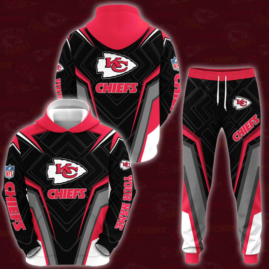 3 Best Selling Kansas City Chiefs Combo Hoodie And Sweatpants Custom Your Name, Sport Hoodie Sweatpants Set, Sport Gifts For Fans ETRG-62591