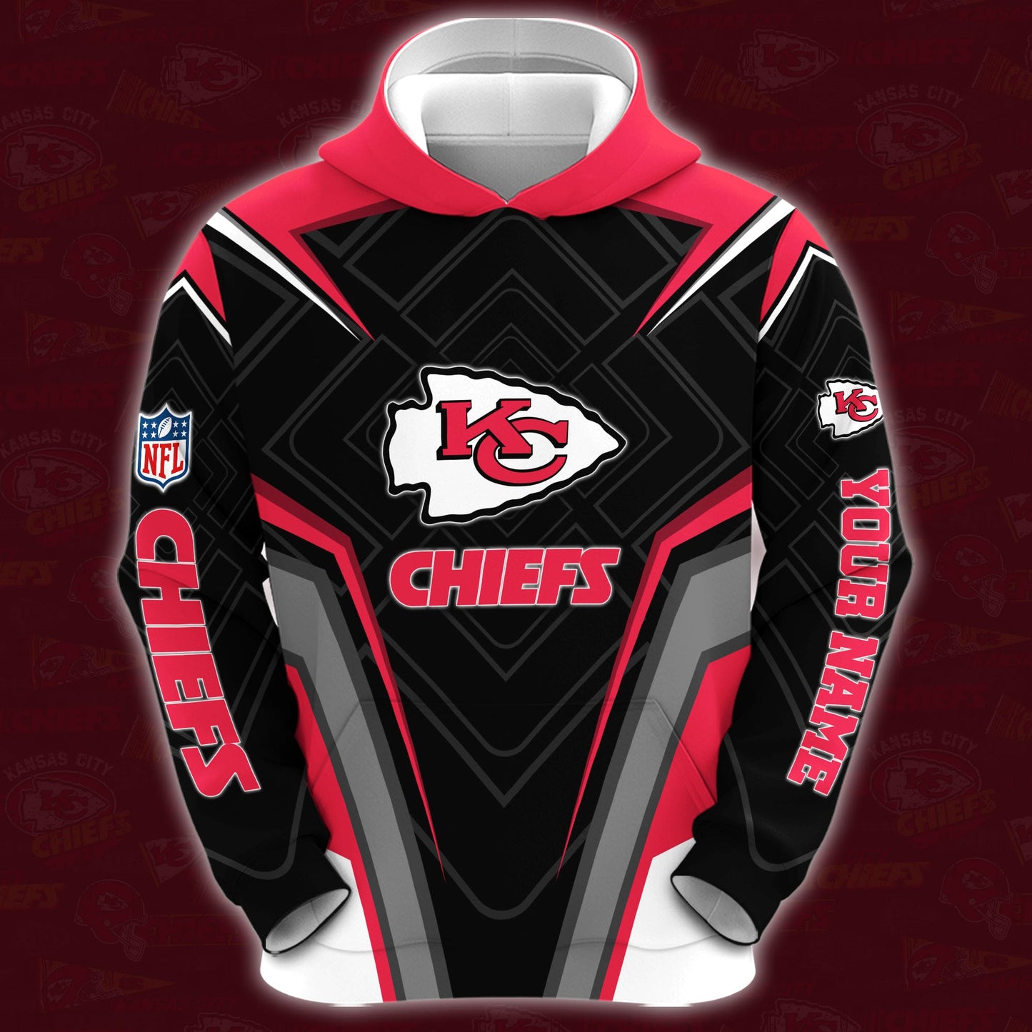 3 Best Selling Kansas City Chiefs Combo Hoodie And Sweatpants Custom Your Name, Sport Hoodie Sweatpants Set, Sport Gifts For Fans ETRG-62591