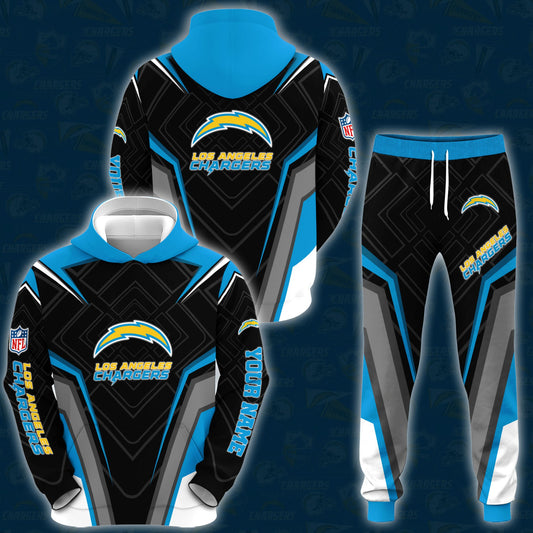 Los Angeles Chargers Combo Hoodie And Sweatpants Custom Your Name, Sport Hoodie Sweatpants Set, Sport Gifts For Fans ETRG-62591