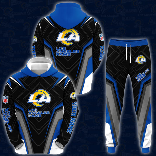 Los Angeles Rams Combo Hoodie And Sweatpants Custom Your Name, Sport Hoodie Sweatpants Set, Sport Gifts For Fans ETRG-62591