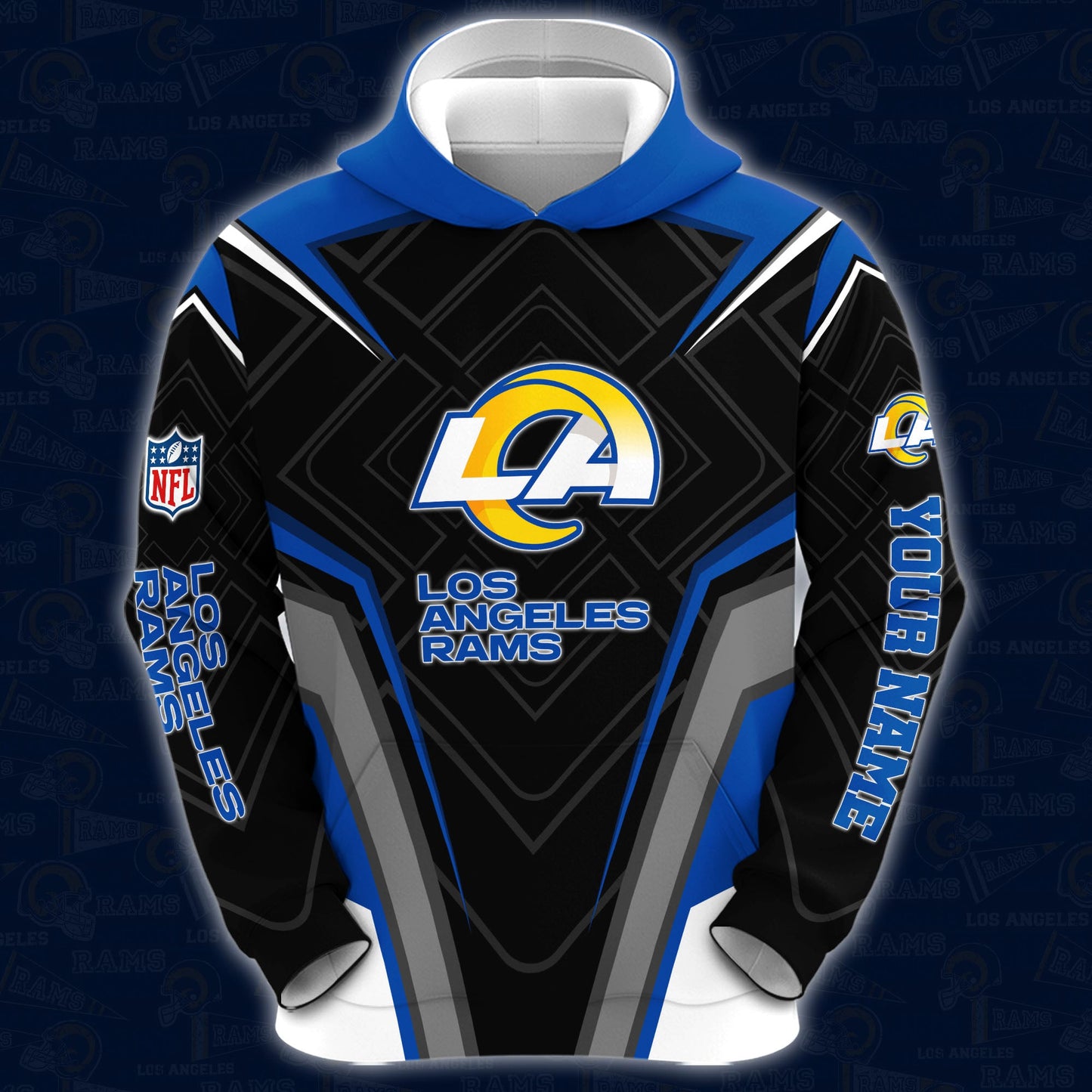 Los Angeles Rams Combo Hoodie And Sweatpants Custom Your Name, Sport Hoodie Sweatpants Set, Sport Gifts For Fans ETRG-62591