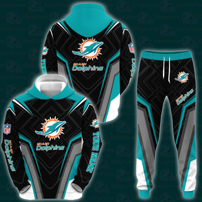 Miami Dolphins Combo Hoodie And Sweatpants Custom Your Name, Sport Hoodie Sweatpants Set, Sport Gifts For Fans ETRG-62591