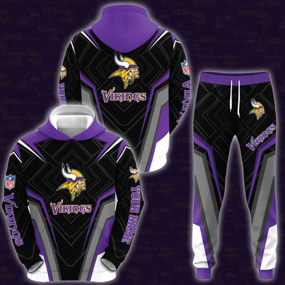 Minnesota Vikings Combo Hoodie And Sweatpants Custom Your Name, Sport Hoodie Sweatpants Set, Sport Gifts For Fans ETRG-62591
