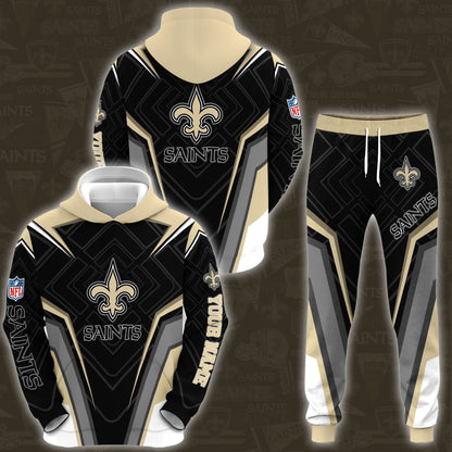 New Orleans Saints Combo Hoodie And Sweatpants Custom Your Name, Sport Hoodie Sweatpants Set, Sport Gifts For Fans ETRG-62591