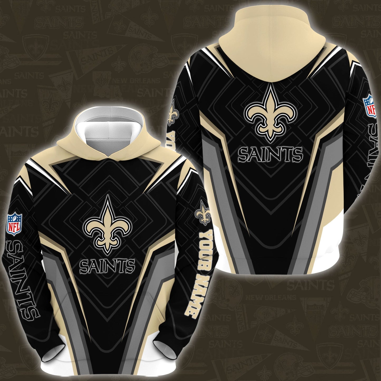 New Orleans Saints Combo Hoodie And Sweatpants Custom Your Name, Sport Hoodie Sweatpants Set, Sport Gifts For Fans ETRG-62591