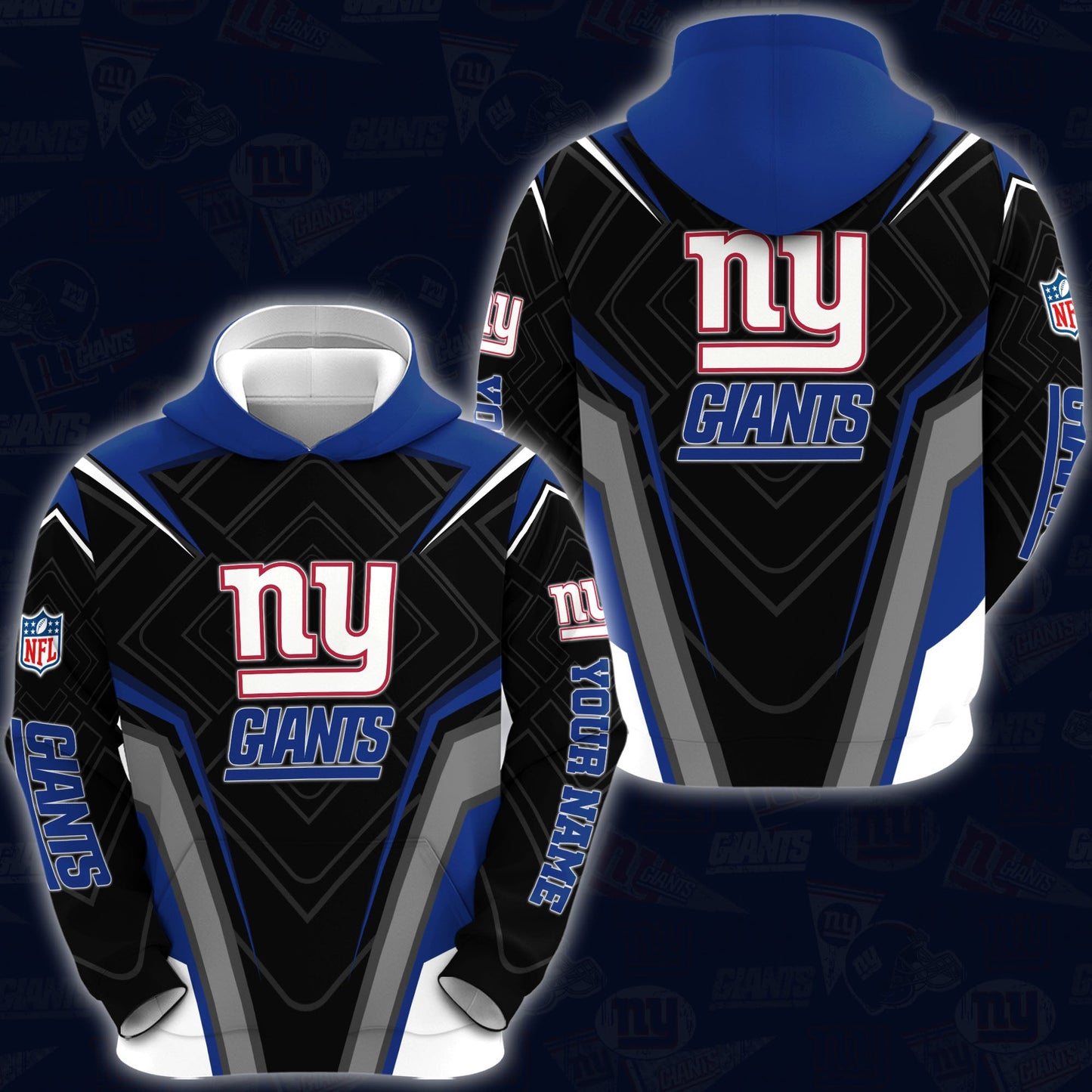 New York Giants Combo Hoodie And Sweatpants Custom Your Name, Sport Hoodie Sweatpants Set, Sport Gifts For Fans ETRG-62591