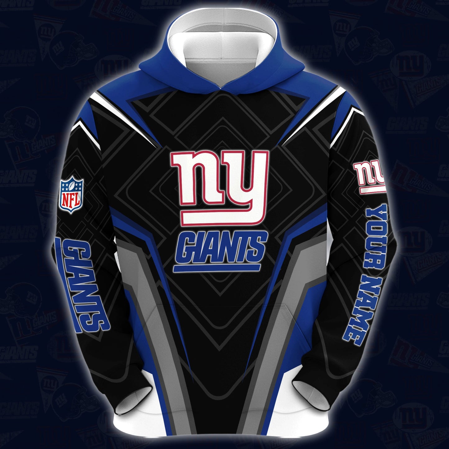 New York Giants Combo Hoodie And Sweatpants Custom Your Name, Sport Hoodie Sweatpants Set, Sport Gifts For Fans ETRG-62591