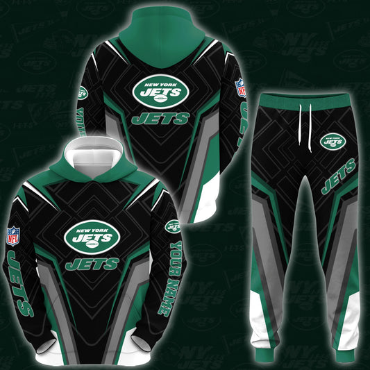 New York Jets Combo Hoodie And Sweatpants Custom Your Name, Sport Hoodie Sweatpants Set, Sport Gifts For Fans ETRG-62591