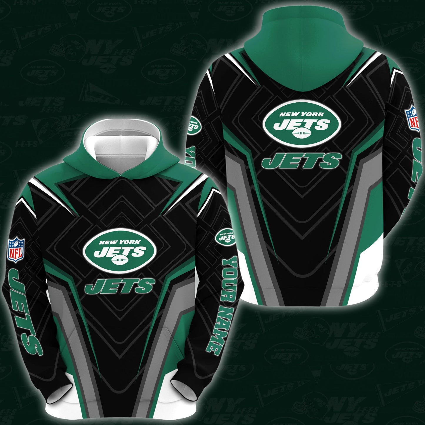 New York Jets Combo Hoodie And Sweatpants Custom Your Name, Sport Hoodie Sweatpants Set, Sport Gifts For Fans ETRG-62591
