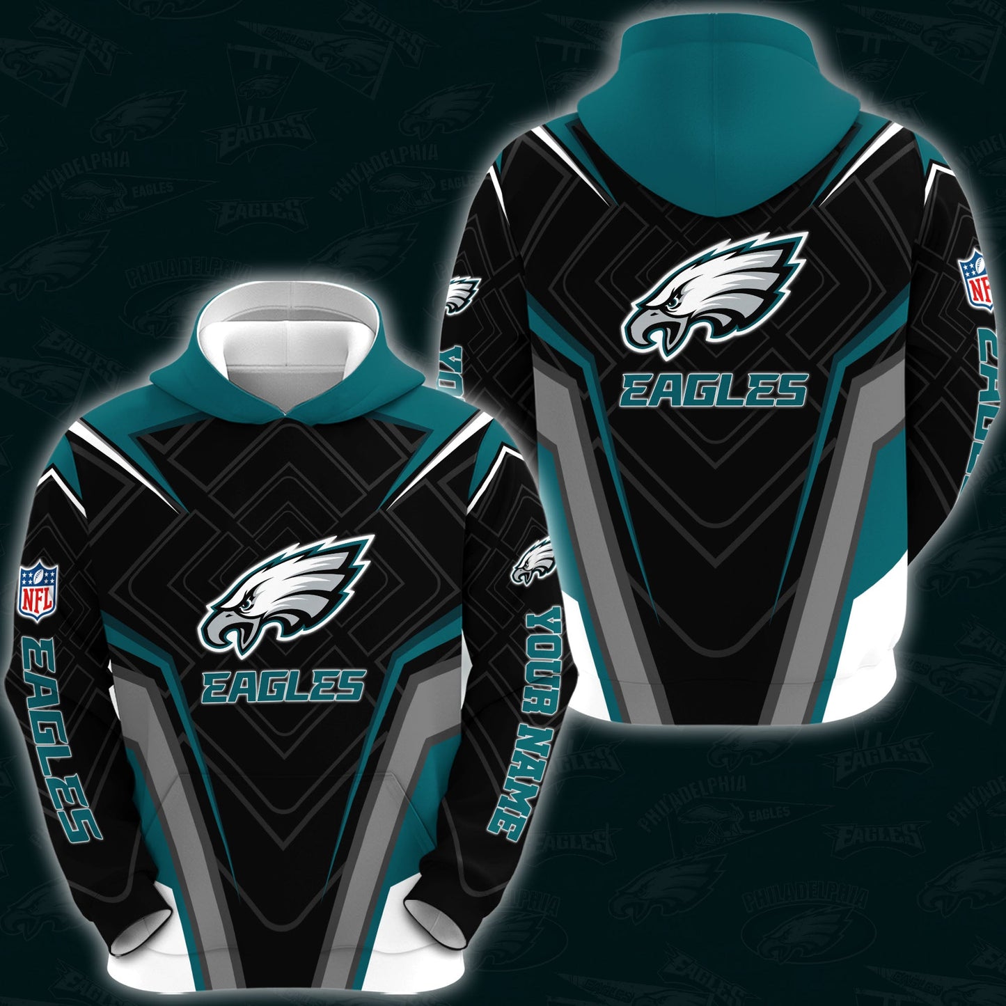 4 Best Selling Philadelphia Eagles Combo Hoodie And Sweatpants Custom Your Name, Sport Hoodie Sweatpants Set, Sport Gifts For Fans ETRG-62591