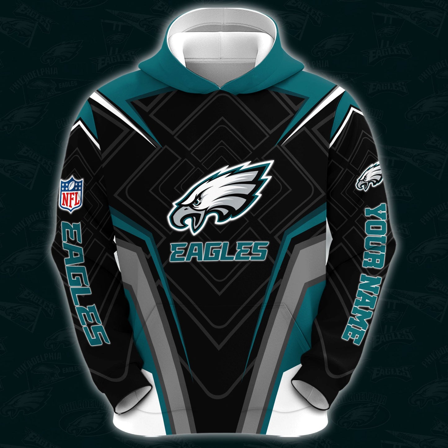 4 Best Selling Philadelphia Eagles Combo Hoodie And Sweatpants Custom Your Name, Sport Hoodie Sweatpants Set, Sport Gifts For Fans ETRG-62591