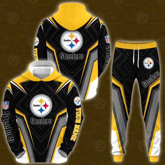 2 Best Selling Pittsburgh Steelers Combo Hoodie And Sweatpants Custom Your Name, Sport Hoodie Sweatpants Set, Sport Gifts For Fans ETRG-62591