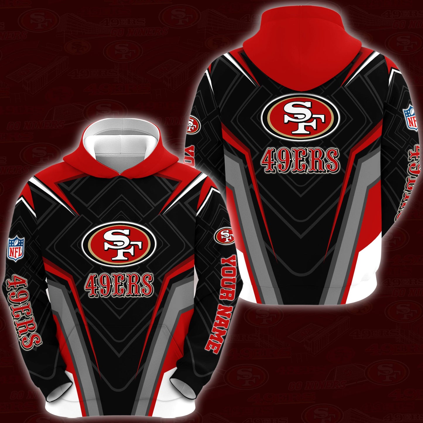 6 Best Selling San Francisco 49ers Combo Hoodie And Sweatpants Custom Your Name, Sport Hoodie Sweatpants Set, Sport Gifts For Fans ETRG-62591