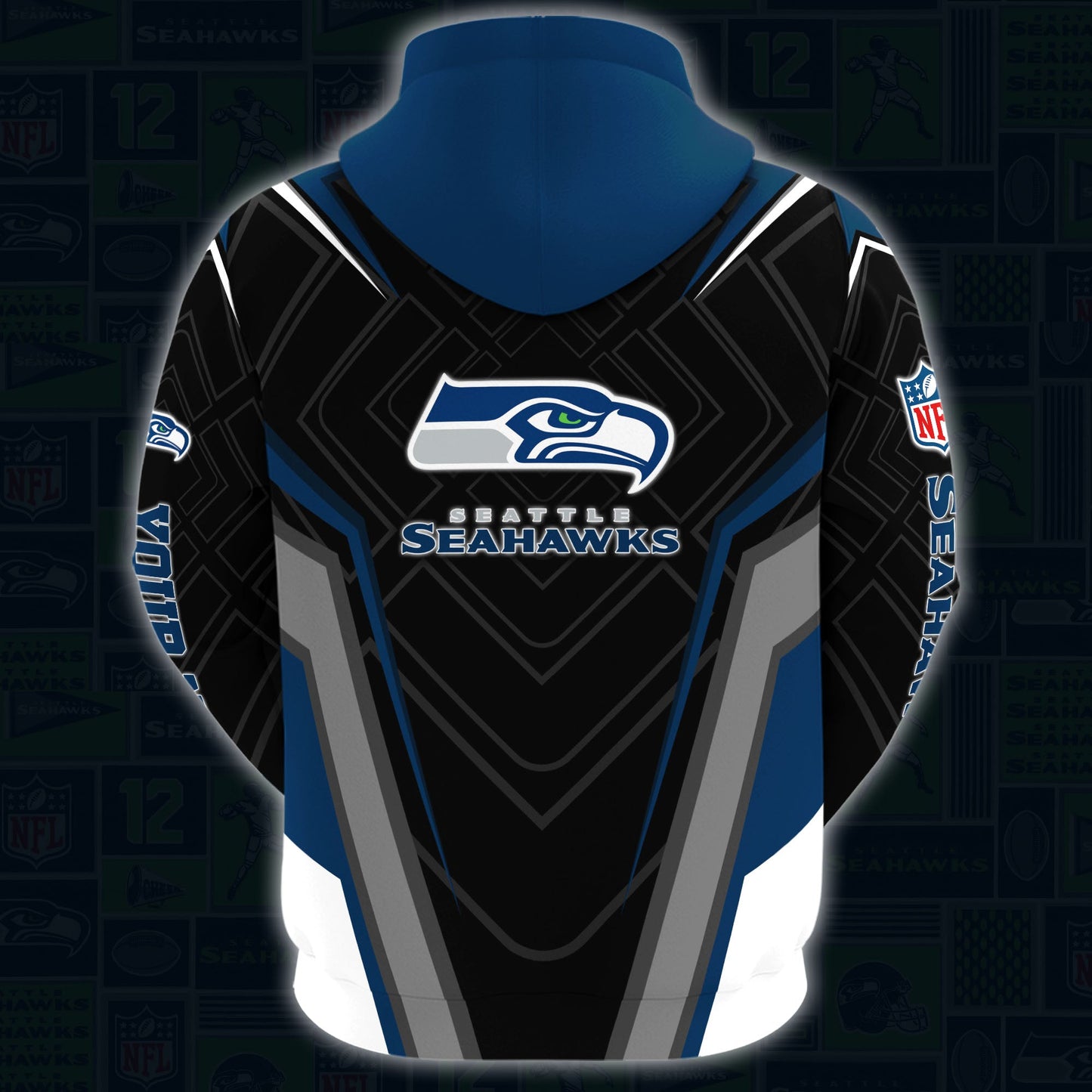 Seattle Seahawks Combo Hoodie And Sweatpants Custom Your Name, Sport Hoodie Sweatpants Set, Sport Gifts For Fans ETRG-62591