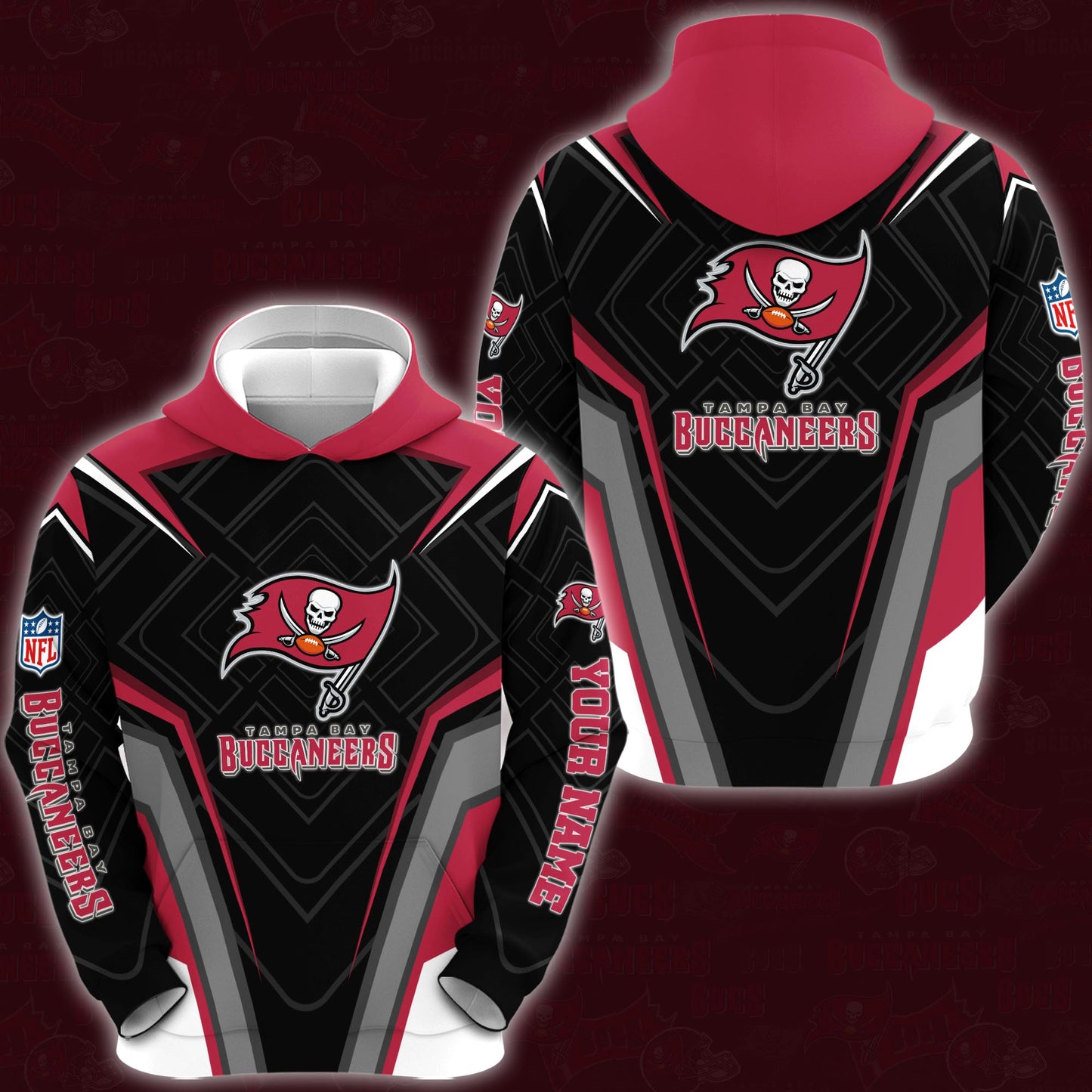 Tampa Bay Buccaneers Combo Hoodie And Sweatpants Custom Your Name, Sport Hoodie Sweatpants Set, Sport Gifts For Fans ETRG-62591