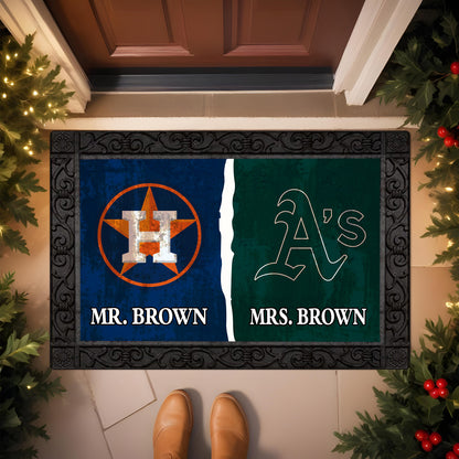 House Divided Doormat Custom Husband, Wife Name And Choose Your Team, Gift For Family ETRG-62671