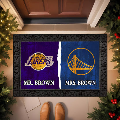 House Divided Doormat Custom Husband, Wife Name And Choose Your Team, Gift For Family ETRG-62671