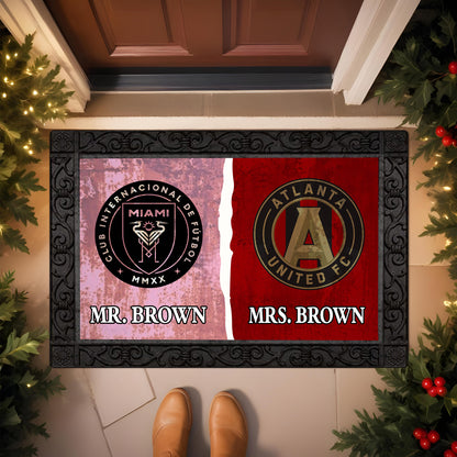 House Divided Doormat Custom Husband, Wife Name And Choose Your Team, Gift For Family ETRG-62671